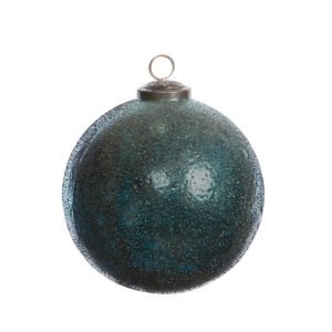 Shiny Dark Teal Mercury Glass Ball Ornament